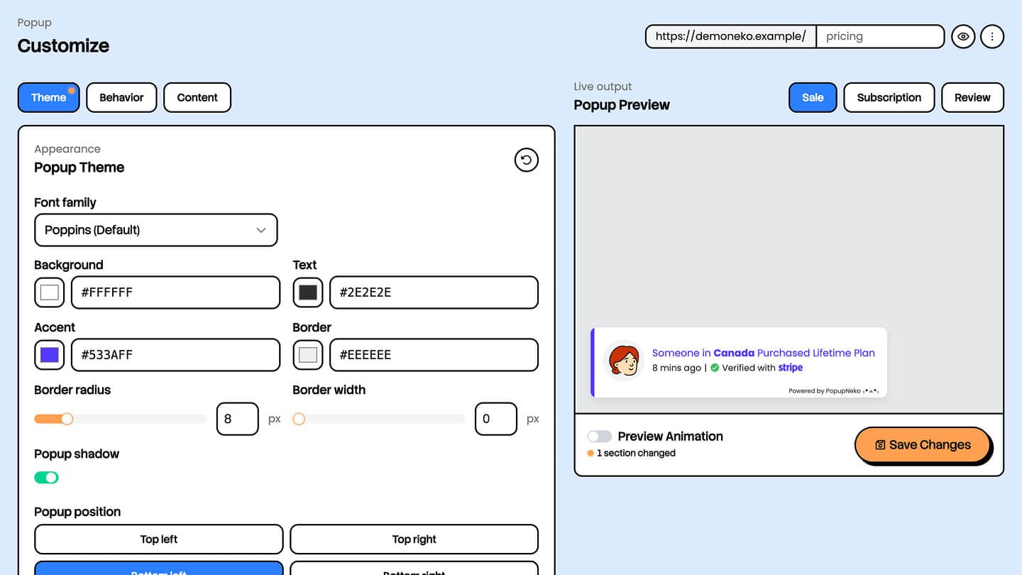 Customize popups in PopupNeko Dashboard | PopupNeko