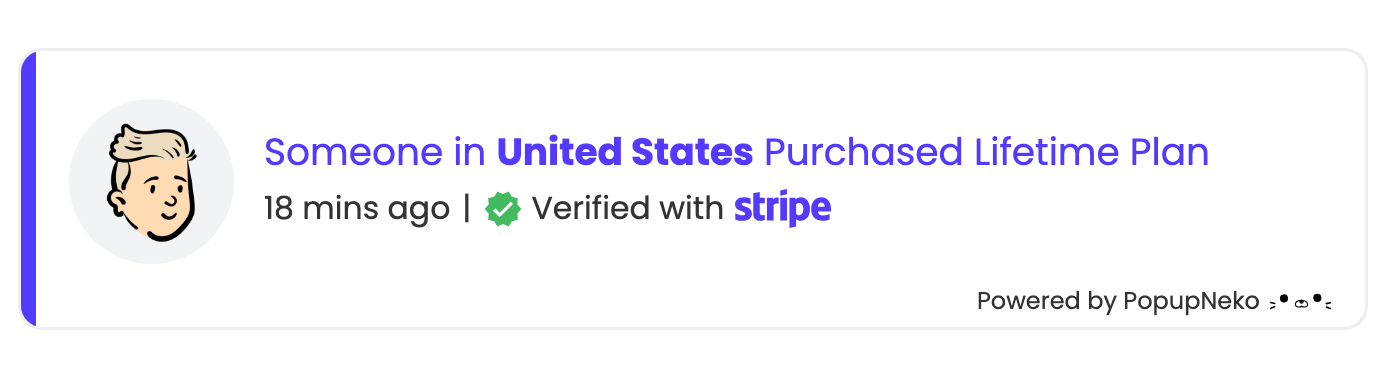 Verified social proof popup and sales notification by PopupNeko