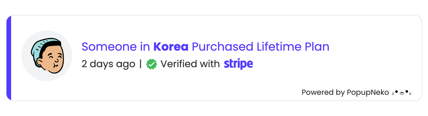 Verified social proof popup and sales notification by PopupNeko